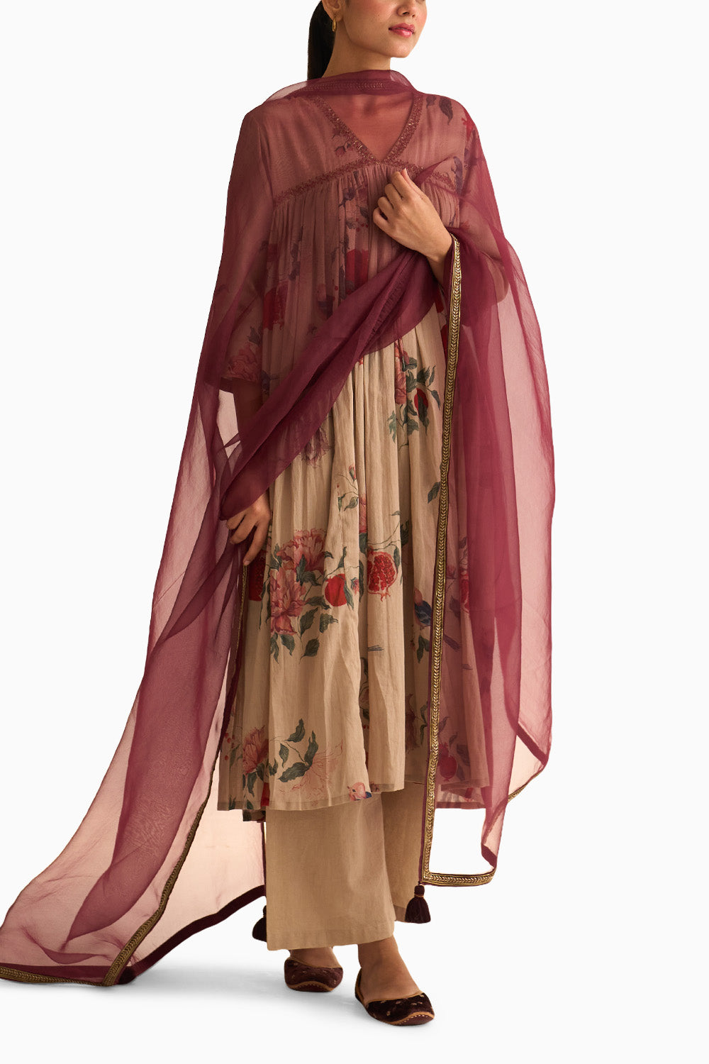 Eliza Deep Wine Dupatta