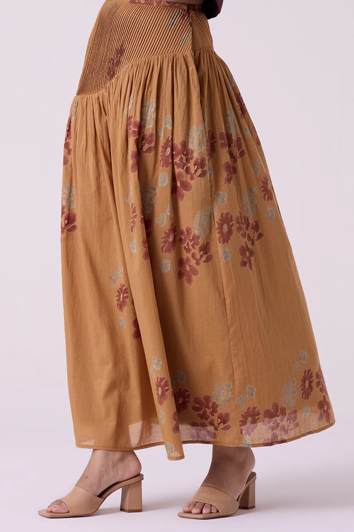 Kaika Floral Hand Printed Maxi Skirt