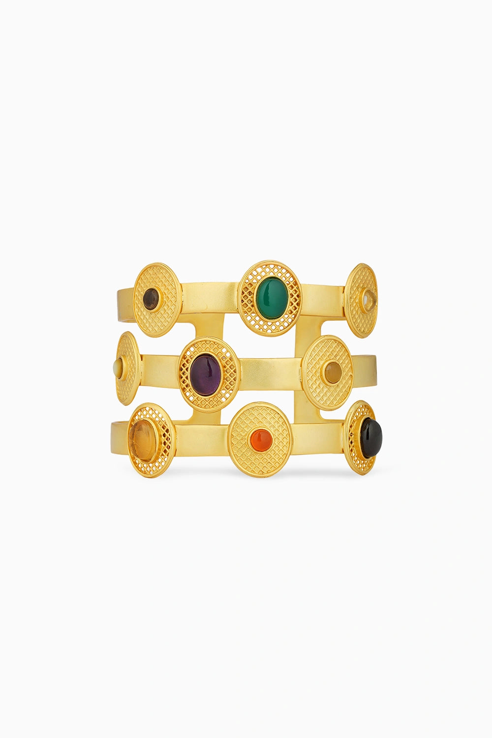 Colour Glam Navratan Cuff Bracelet