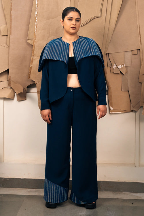 Blue Convertialble Jacket And Trousers Set