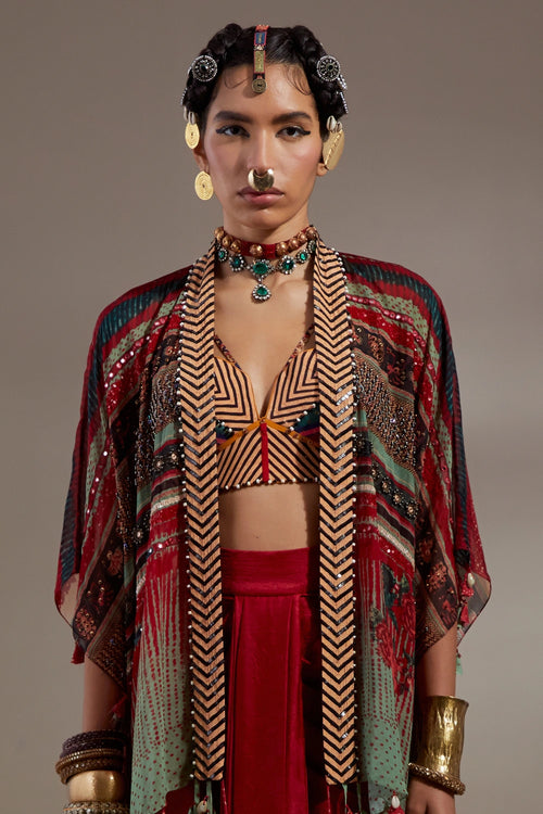 Multi Anka Veni Dupatta Jacket