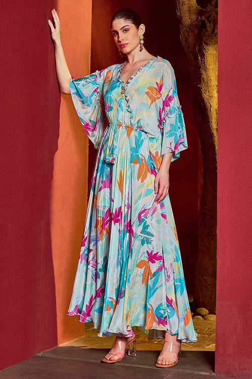 Blue Breeze Asymmetrical Kaftan Dress