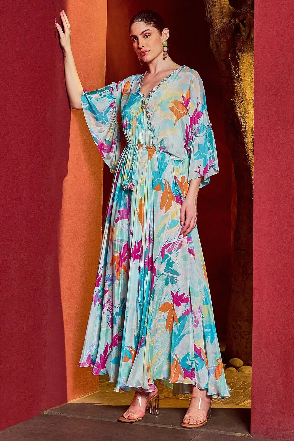 Blue Breeze Asymmetrical Kaftan Dress S