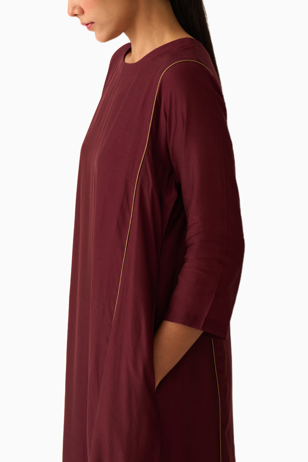 Mridini Deep Wine Kurta Set with Dupatta