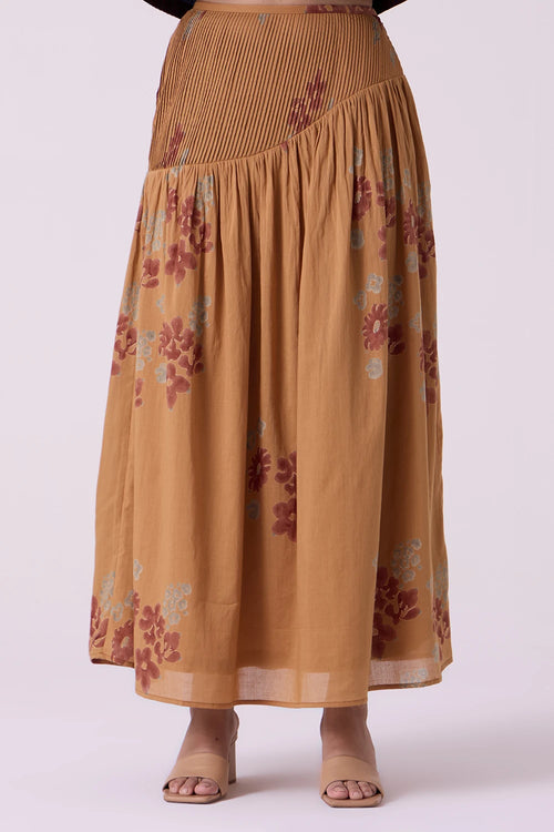 Kaika Floral Hand Printed Maxi Skirt