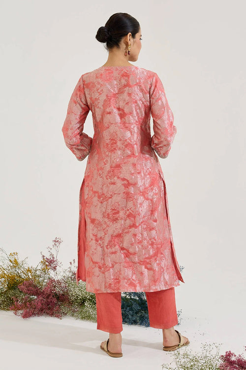 Blush Dori Jacquard Kurta And Pants Set