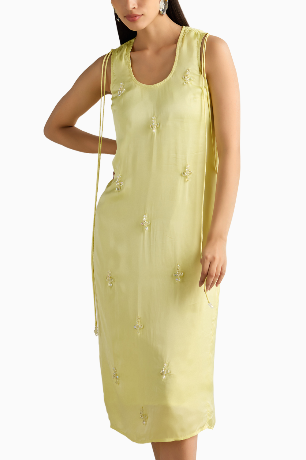 Lime Embellished Slip Dress