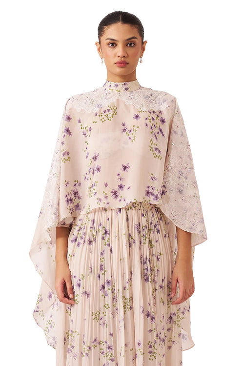 Dusk Printed Lavender Cape Top