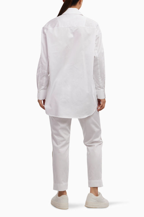 White Blue Red Ribbon Co-ord Pant Set