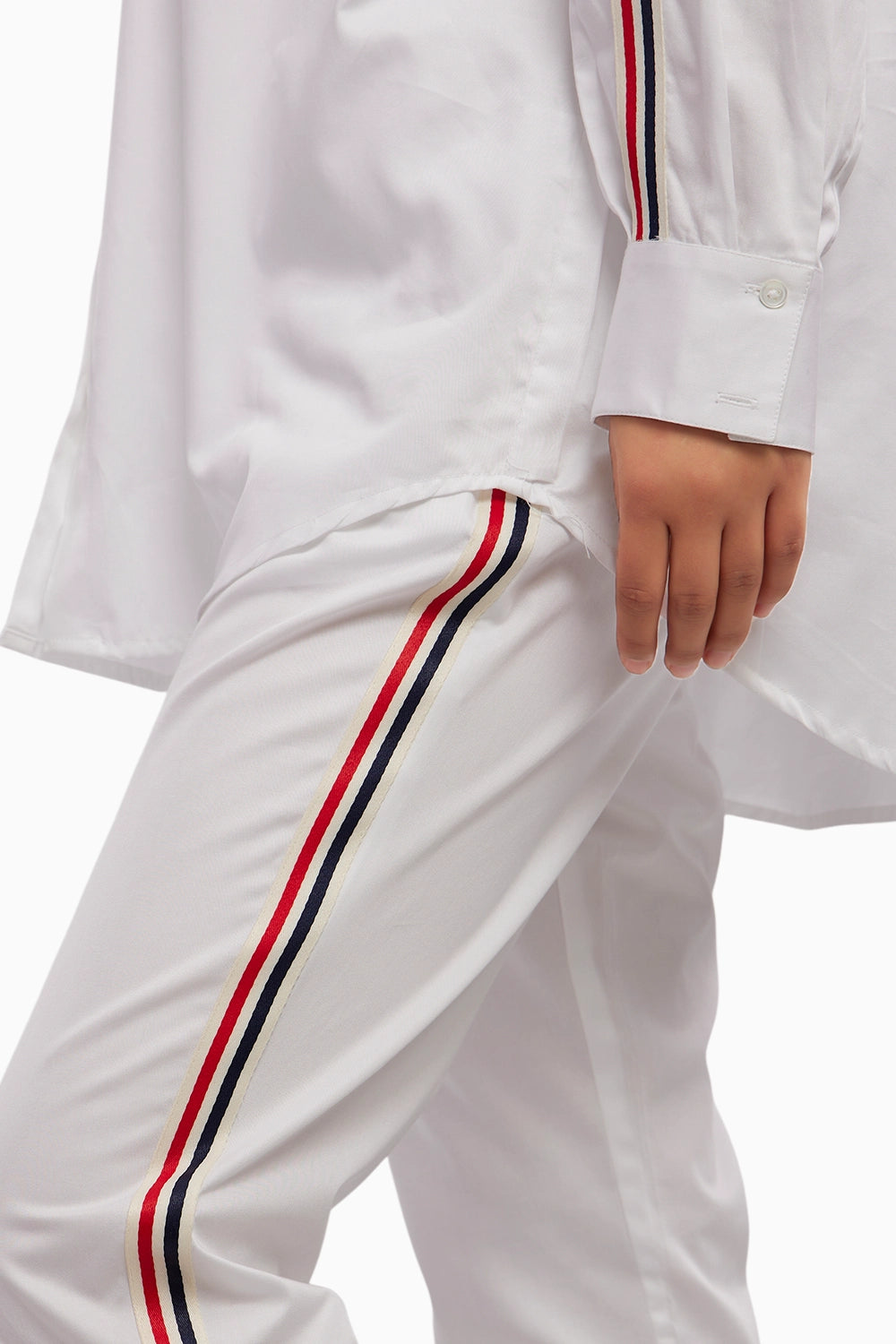 White Blue Red Ribbon Co-ord Pant Set