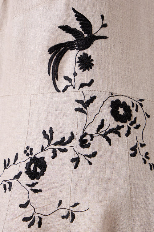 Helios Beige Embroidered Dress