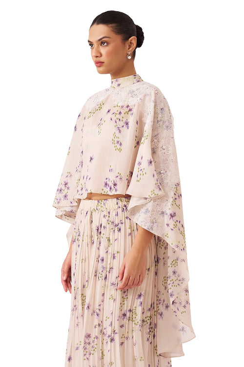 Dusk Printed Lavender Cape Top