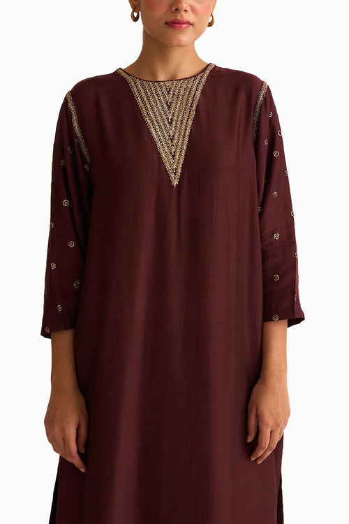 Kavish Deep Wine Kurta Set
