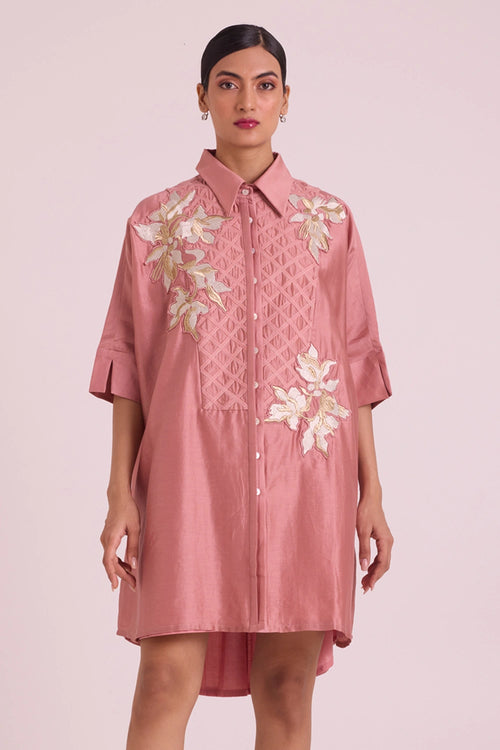 Old Rose Mimi Framed Shirt Dress