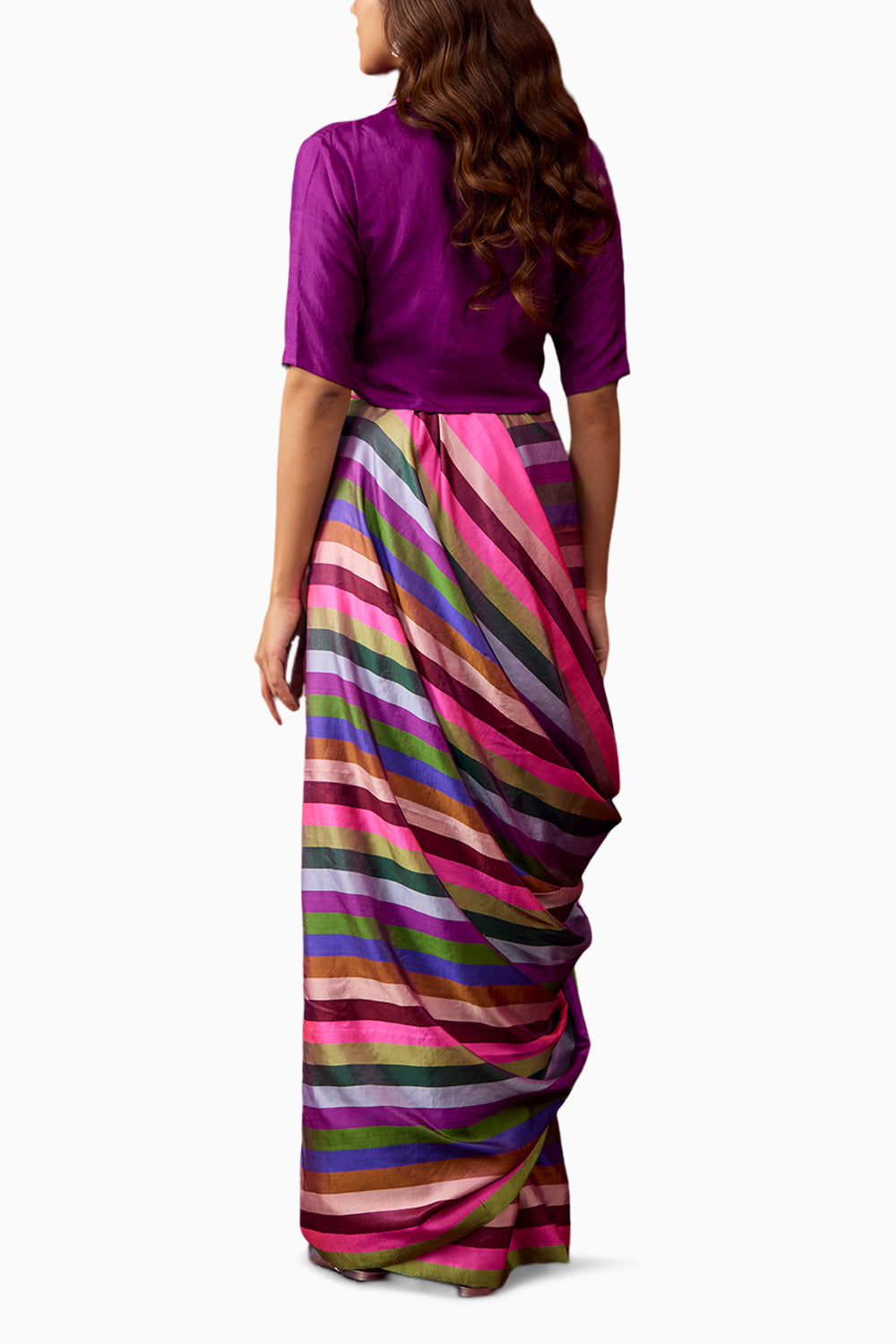 Playful Cascade Striped Saree