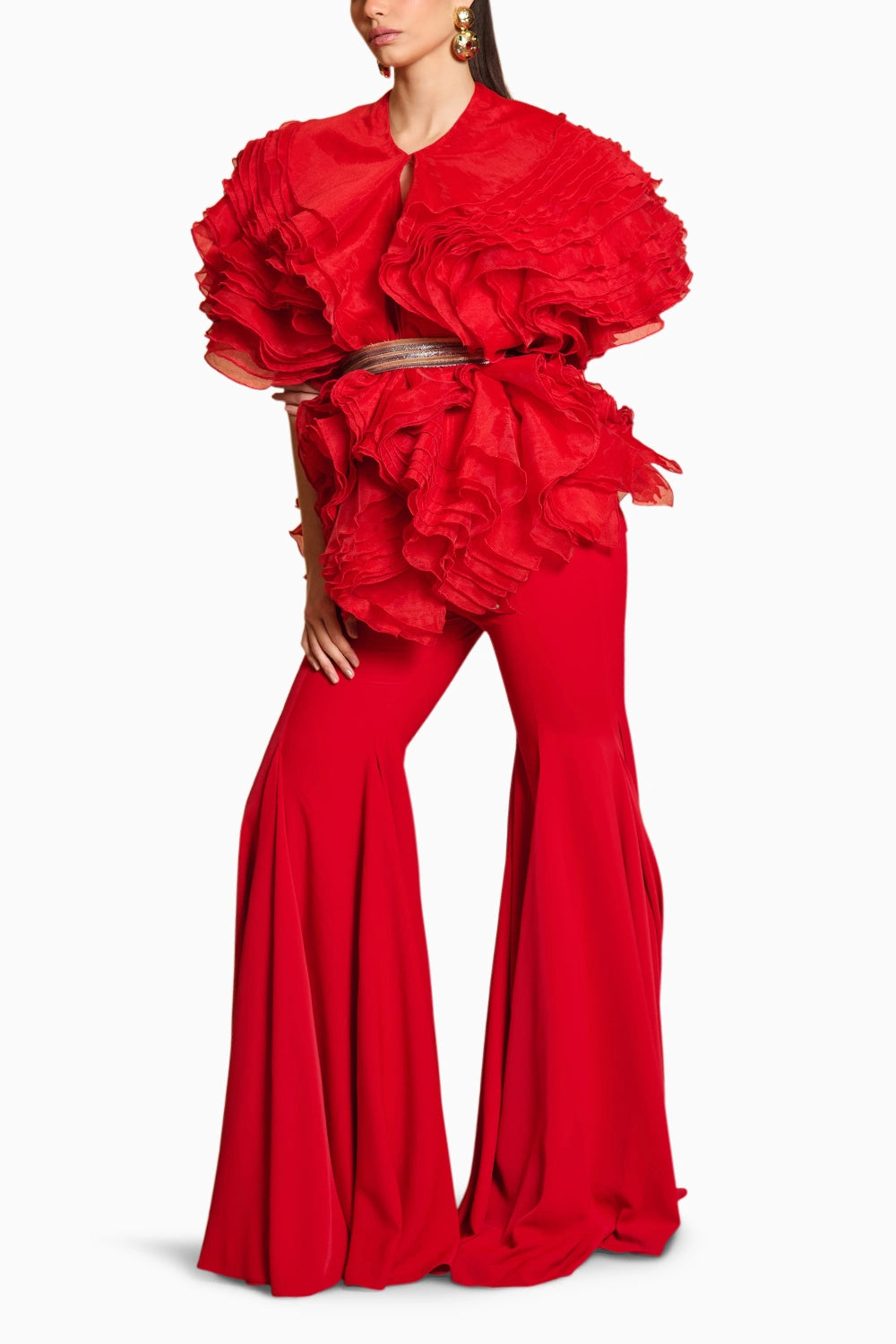 Spectrum Red Ruffle Jacket With Bell Bottoms