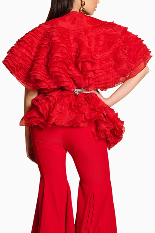Spectrum Red Ruffle Jacket