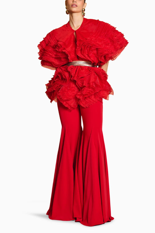 Spectrum Red Ruffle Jacket With Bell Bottoms