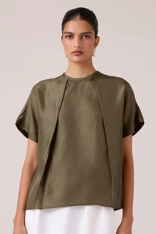 Pam Olive Silk Top