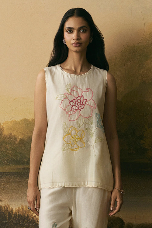Ivory Floral Blossom Tunic