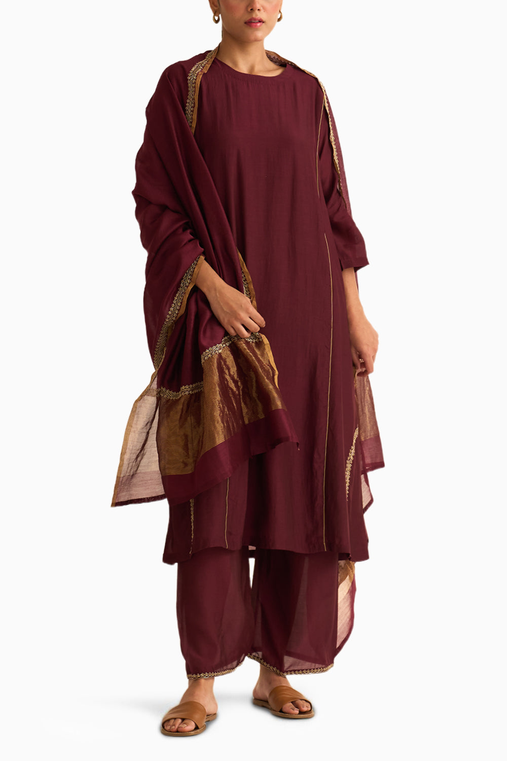 Mridini Deep Wine Dupatta