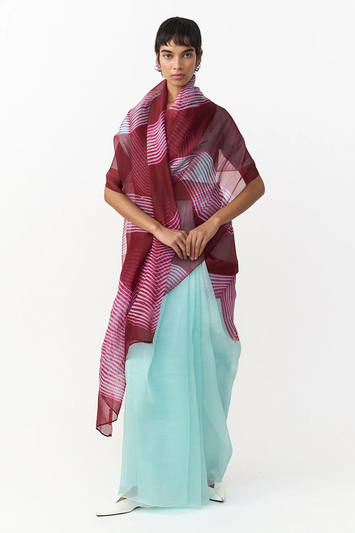 Konar Burgundy Blue Saree