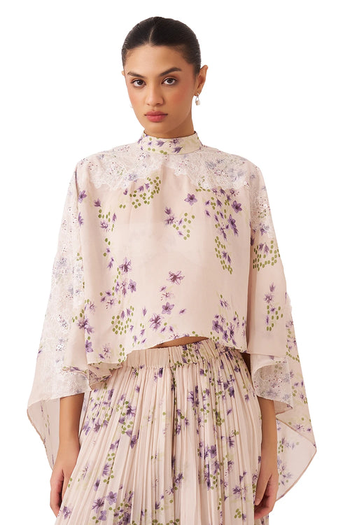 Dusk Printed Lavender Cape Top