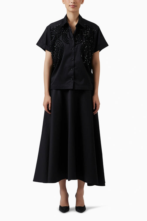 Celeste Black Crop Shirt