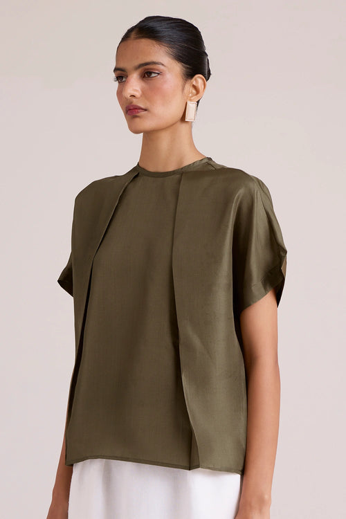 Pam Olive Silk Top