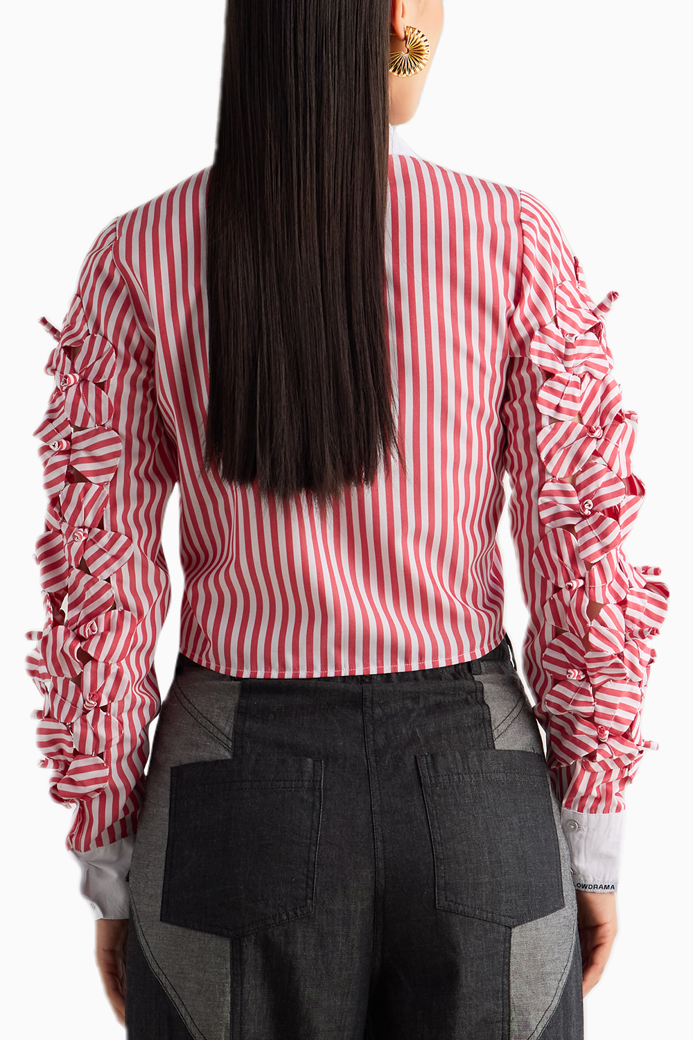 Red Stripe 3D Flower Shirt