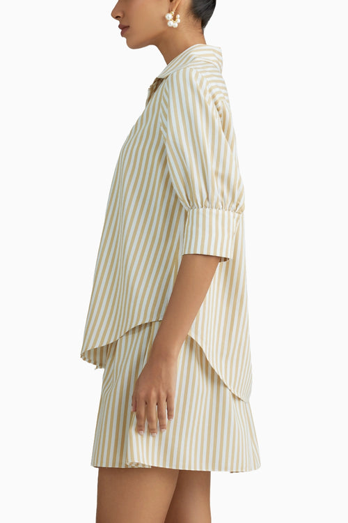 Gold Striped Short Sleeved Shirt