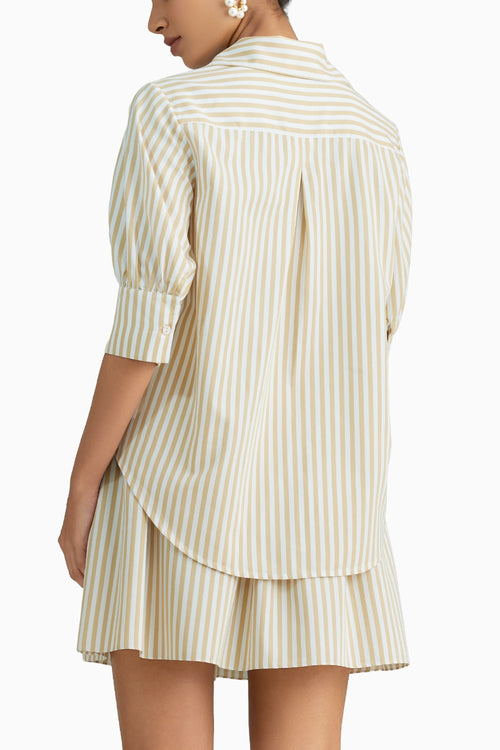 Gold Striped Short Sleeved Shirt