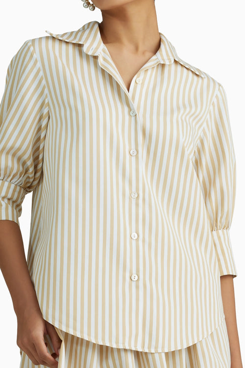 Gold Striped Short Sleeved Shirt