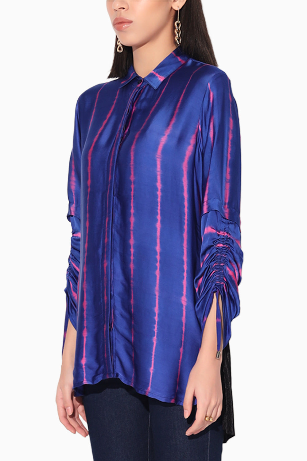 Ivy Shibori Pink Purple Stripe Shirt