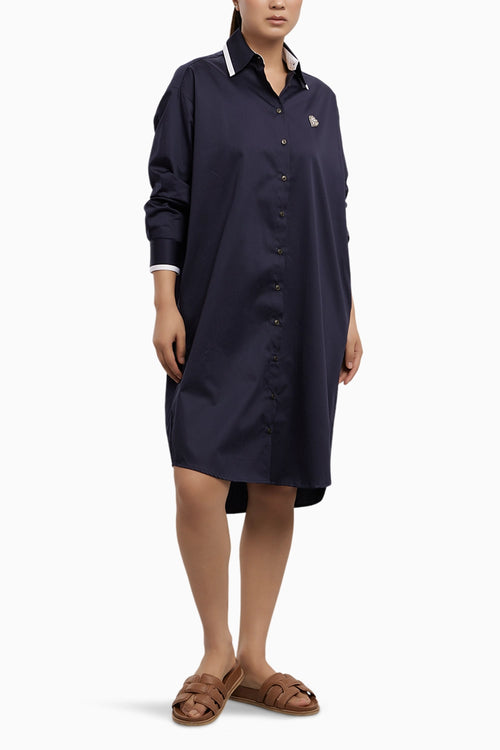 Navy Tuxedo Swarovski Heart Shirt Dress