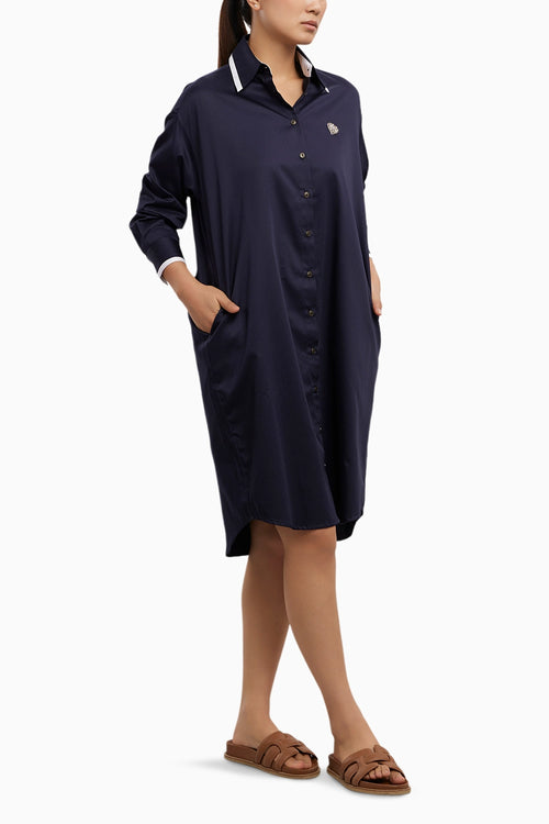 Navy Tuxedo Swarovski Heart Shirt Dress
