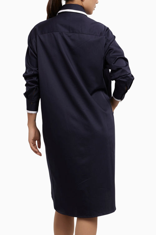 Navy Tuxedo Swarovski Heart Shirt Dress