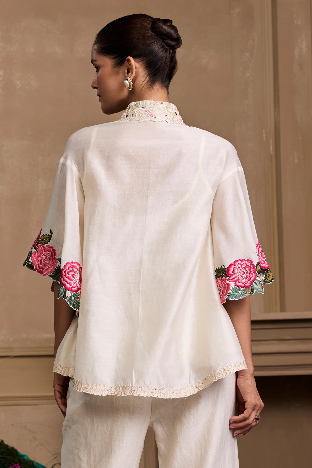 Ivory Chanderi Rose Shirt