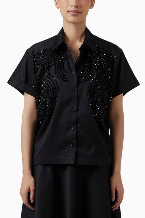 Celeste Black Crop Shirt