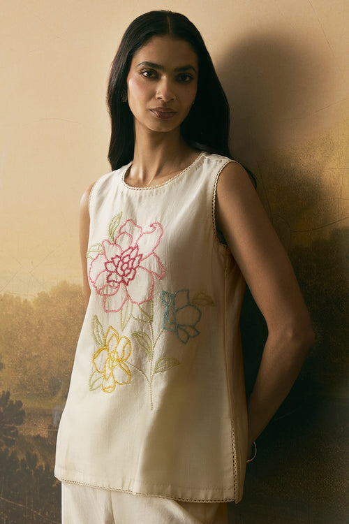 Ivory Floral Blossom Tunic