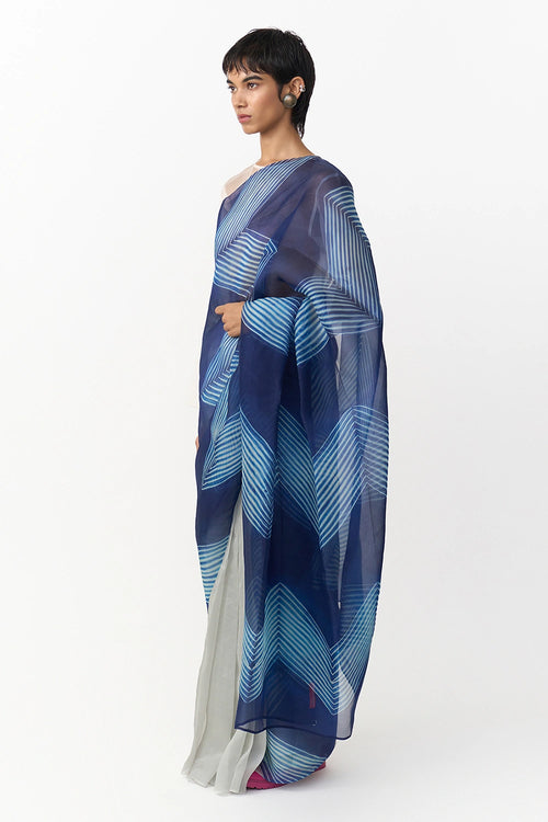 Konar Navy Grey Saree