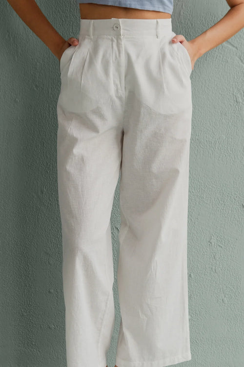 Urban White Linen Pants