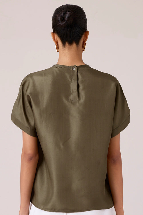 Pam Olive Silk Top