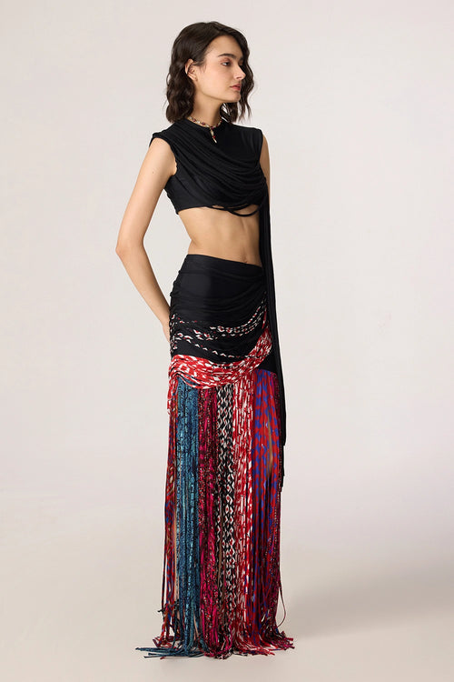 Black Multi Melia Blouse with Eden Skirt