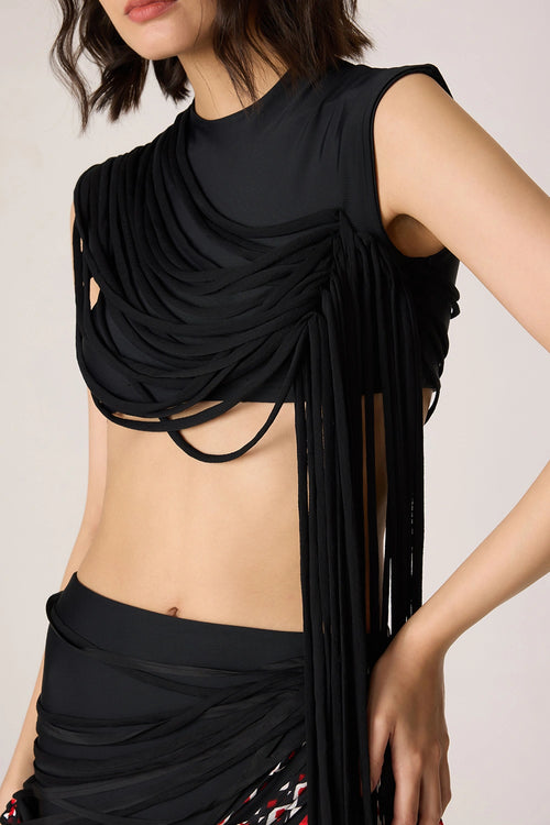 Black Multi Melia Blouse with Eden Skirt