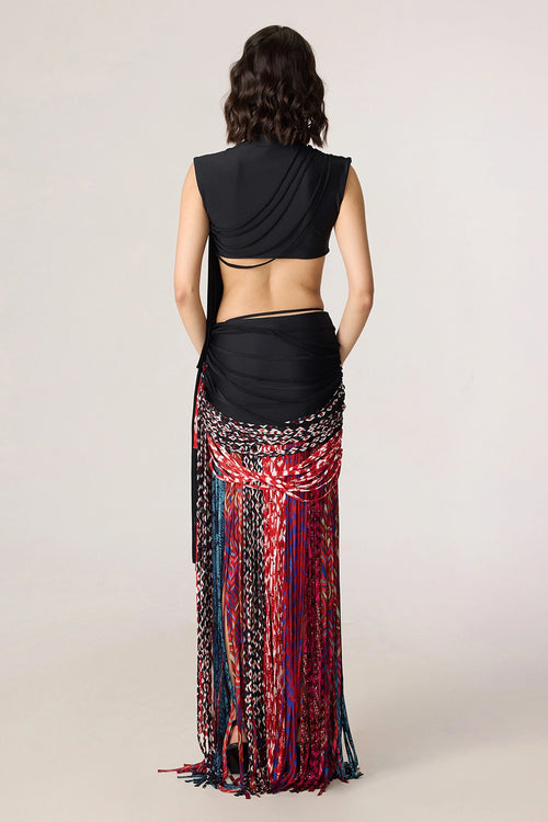 Black Multi Melia Blouse with Eden Skirt