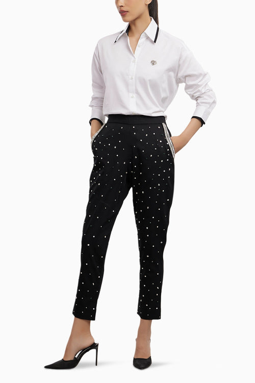 White Tuxedo Small Swarovski Heart Shirt with Pants