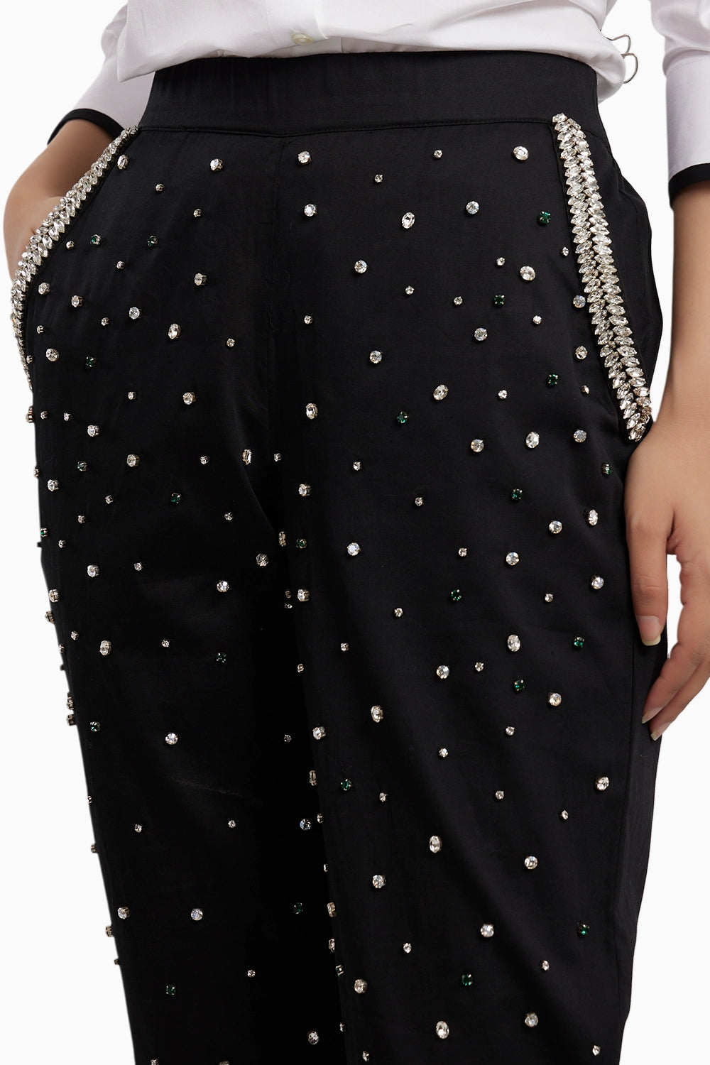 White Tuxedo Small Swarovski Heart Shirt with Pants