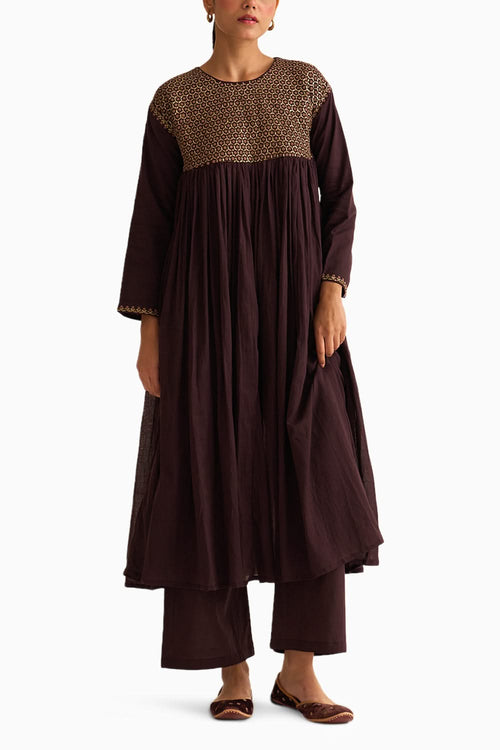 Ruhani Deep Wine Kurta Set