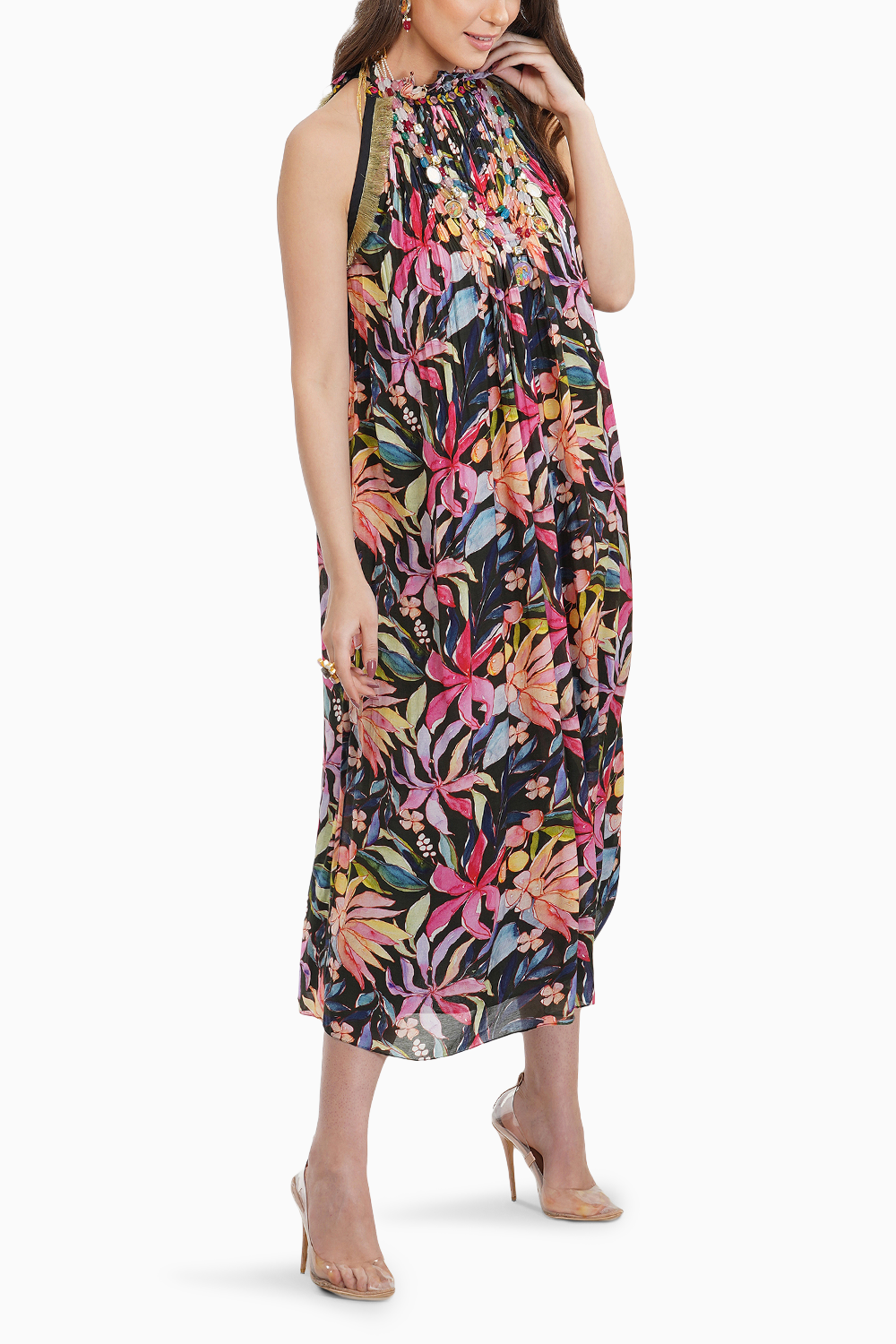 Tropical Flower Printed Dress